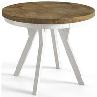 ESSZIMMERTISCH EVO, ausziehbarer Tisch 80 cm bis 130 cm, Farbe: LEFKAS, mit Holzbeinen in Farbe Weiß - Dunkelbraun/Weiß, Holzwerkstoff (80/80/77cm) - Alpi-Möbel