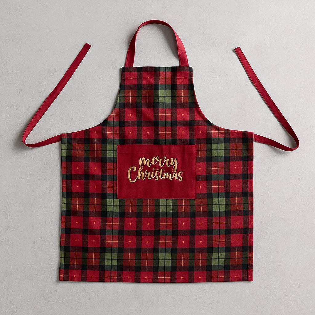 WEIHNACHTSSCHÜRZE mit Tasche 80/80 cm - Multicolor, Naturmaterialien (80/80cm)