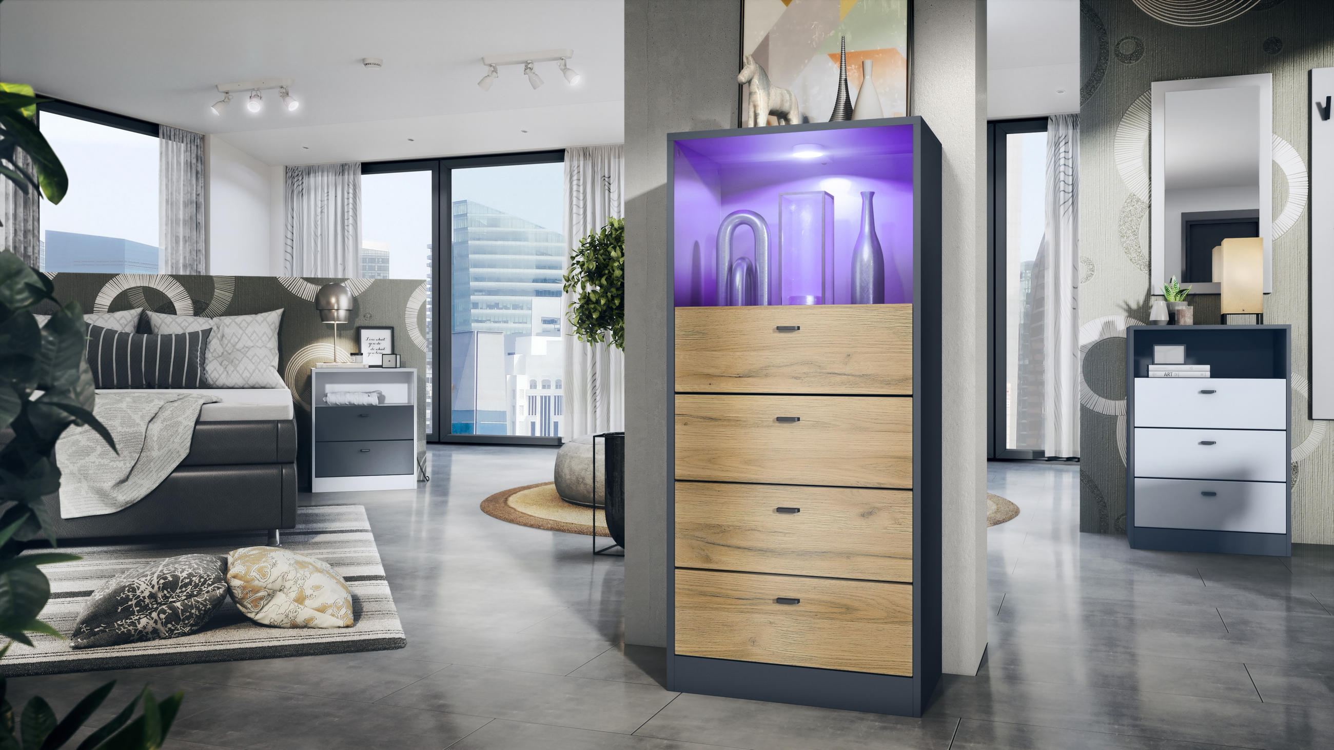 KOMMODE Pino Fronten in Eiche Natur - Eichefarben, Holzwerkstoff (56/125/36cm) - Vladon