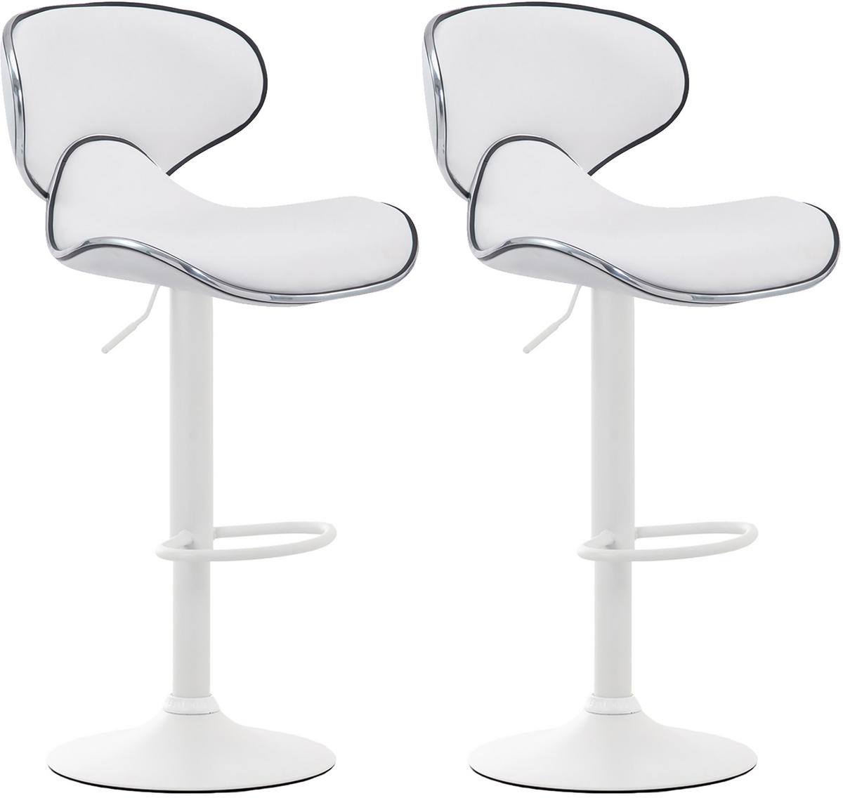 BARHOCKER 2er Set Las-Mallorcas Kunstleder weiß weiß - Schwarz/Weiß, Kunststoff/Metall (46/108/49cm) - TPFLiving