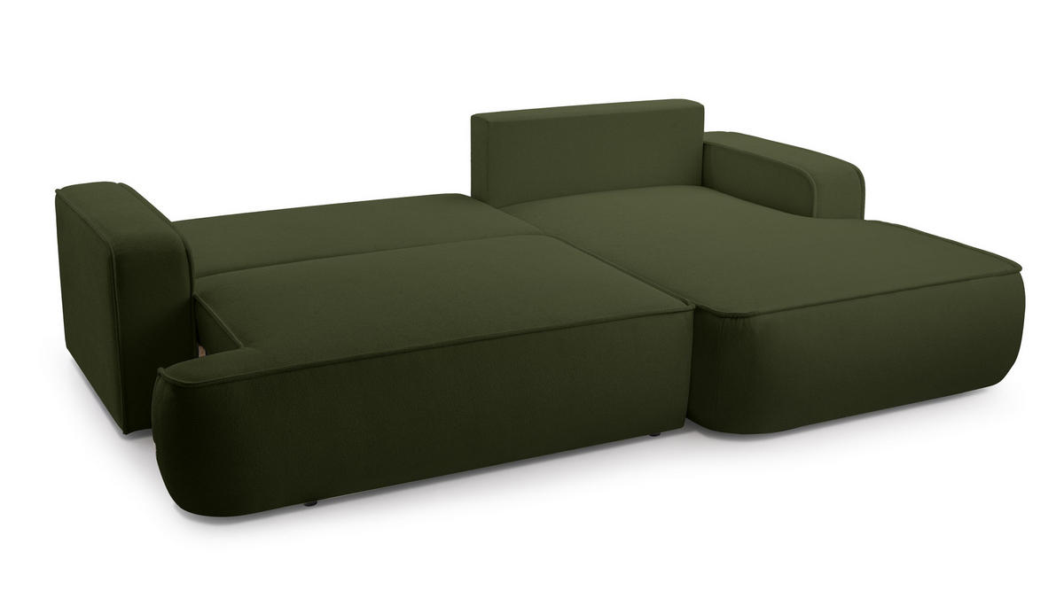 ECKSOFA L Form Ablia Dunkelgrün 267/168/87 cm mit Schlaffunktion R - Schwarz/Grün, Kunststoff/Textil (267/168cm) - AX Living