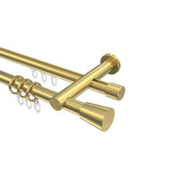 RUNDROHR-INNENLAUF-GARDINENSTANGEN-SET Platon Sitra 280 cm (geteilt in 2 x 140 cm), 2-läufig, 20 mm Ø Messing-Optik - Messingfarben, Metall (280cm) - INTERDECO