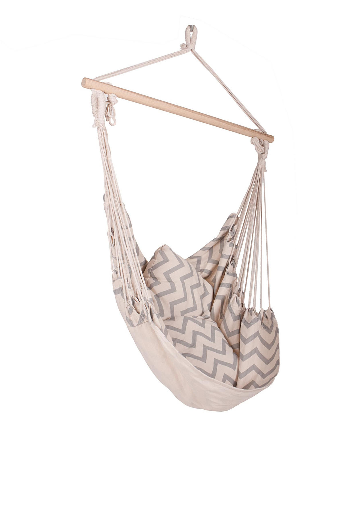 HÄNGESESSEL Mainz mit 2 Kissen Beige Hängesitz - Beige, Holz (90/120/65cm) - DELUKE