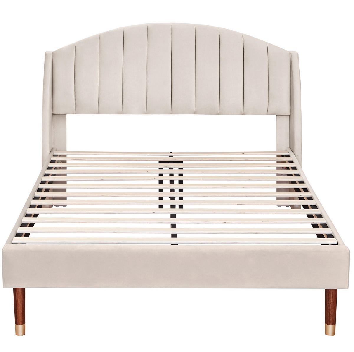 POLSTERBETT mit Lattenrost 140x200 cm Samt Beige - Beige, Metall (140/200cm) - Meubliv