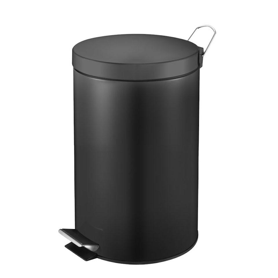 MÜLLEIMER Runder TretMit Herausnehmbaren Kunststoff Inneneimer 12 Liter 40 x 29,5 x 25,5 cm Schwarz - Schwarz, Metall (29.5/40/25.5cm) - PROREGAL