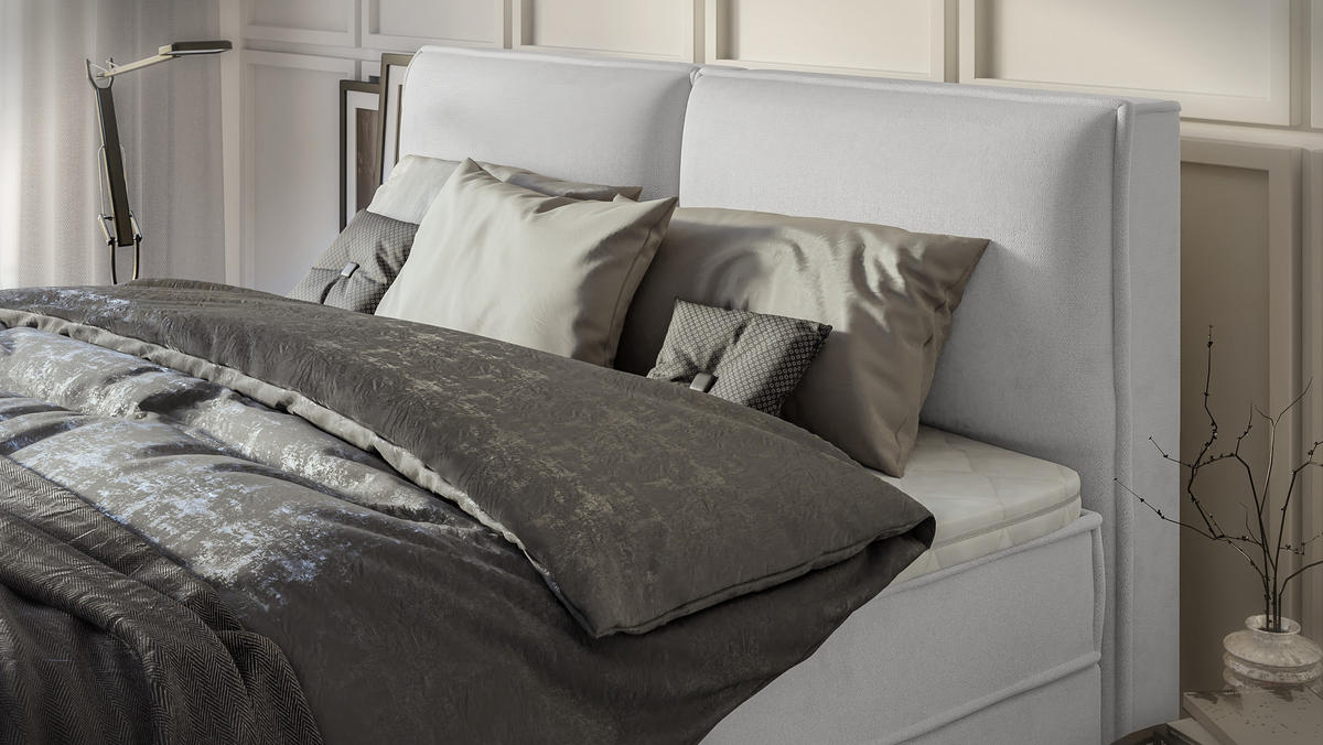 BOXBETT Eclipse 180/200 cm Silber Luxusmicrofaser - Silberfarben/Schwarz, Holz/Kunststoff (180/200cm) - S-Style Möbel