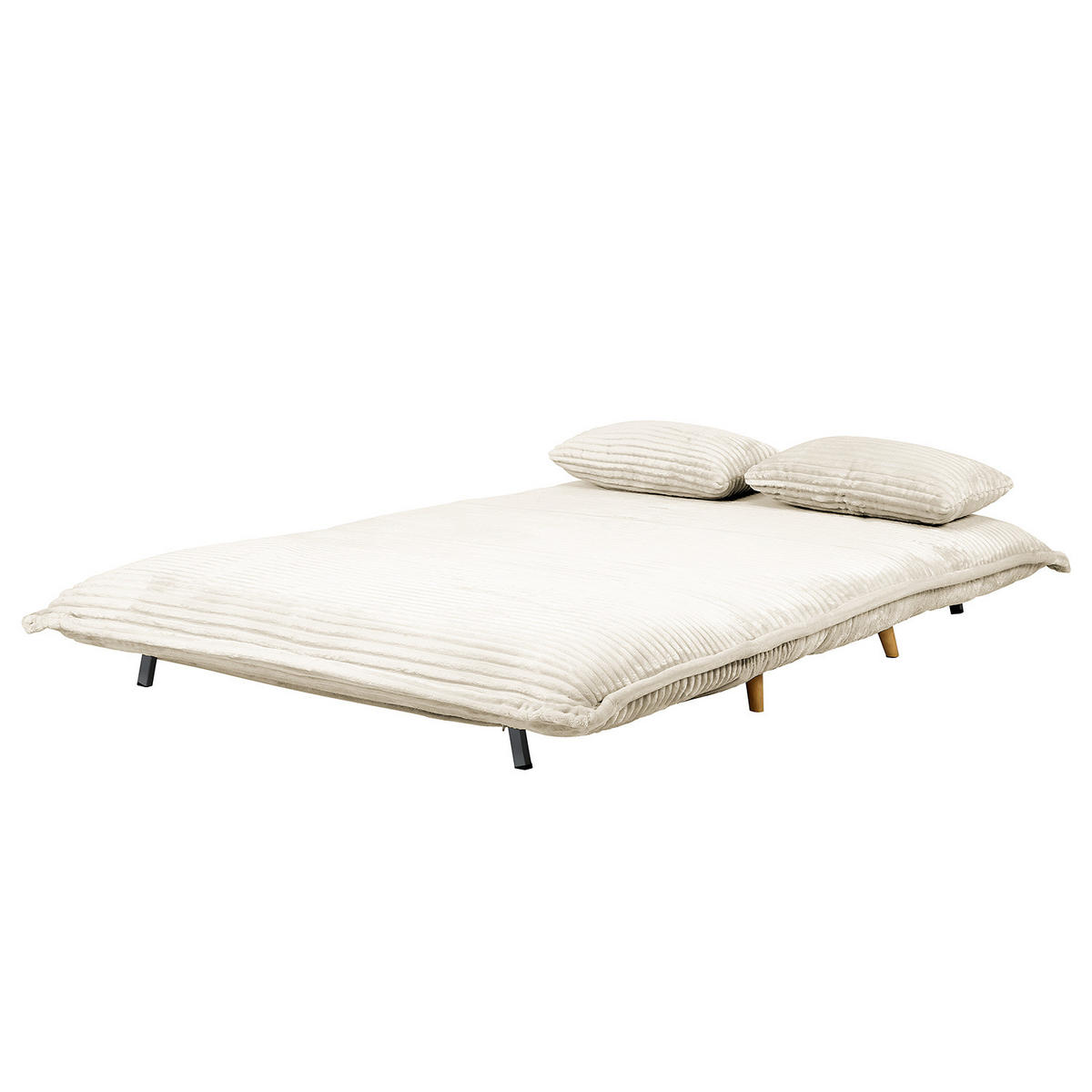 SCHLAFSOFA - Cord / Eiche - Creme - Eiche Hell - Eichefarben/Creme, Textil/Metall (150/85/92cm) - home24