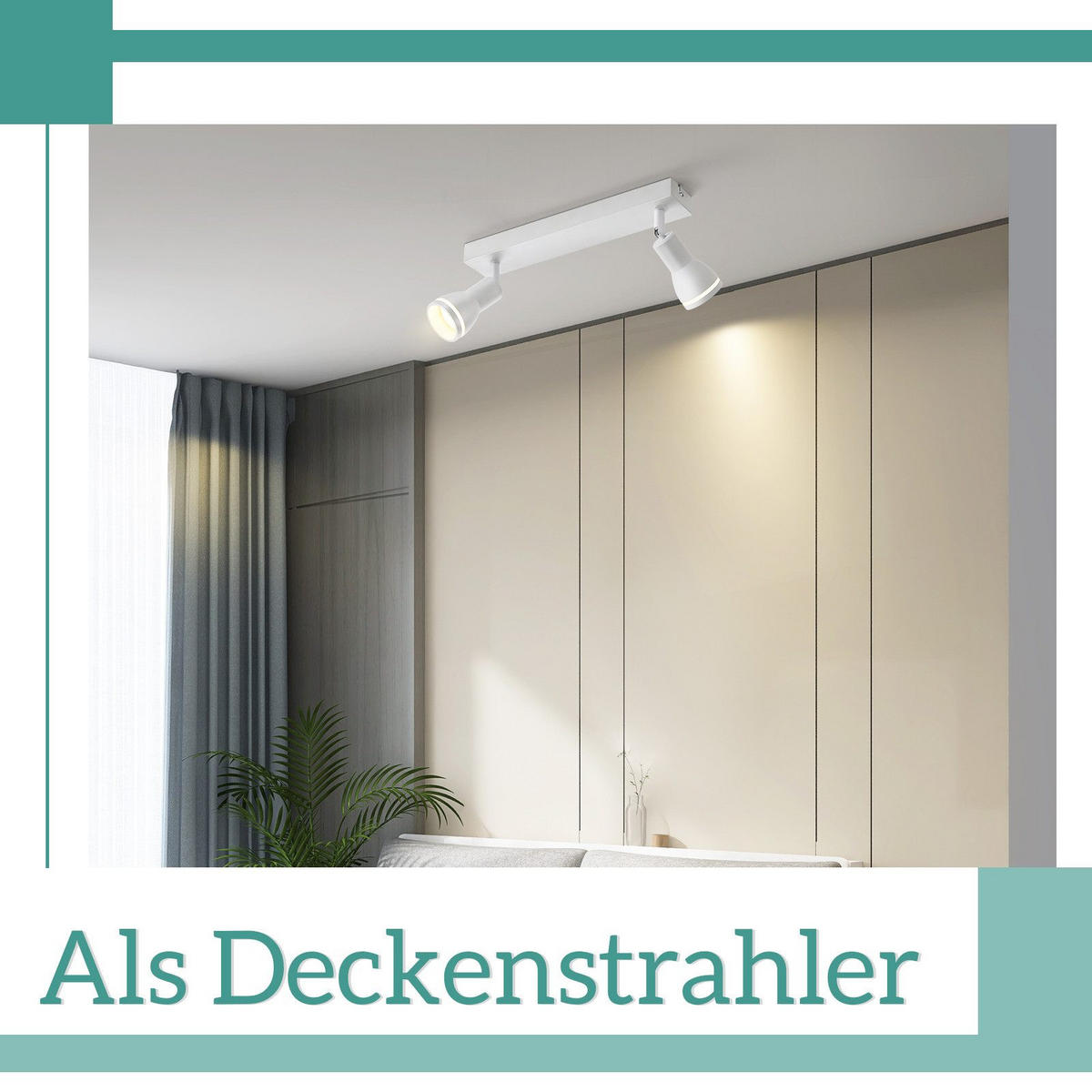 STRAHLER Homburg 2-flammig 30/5/15.7 cm - Weiß, Metall (30/5/15.7cm) - Nettlife