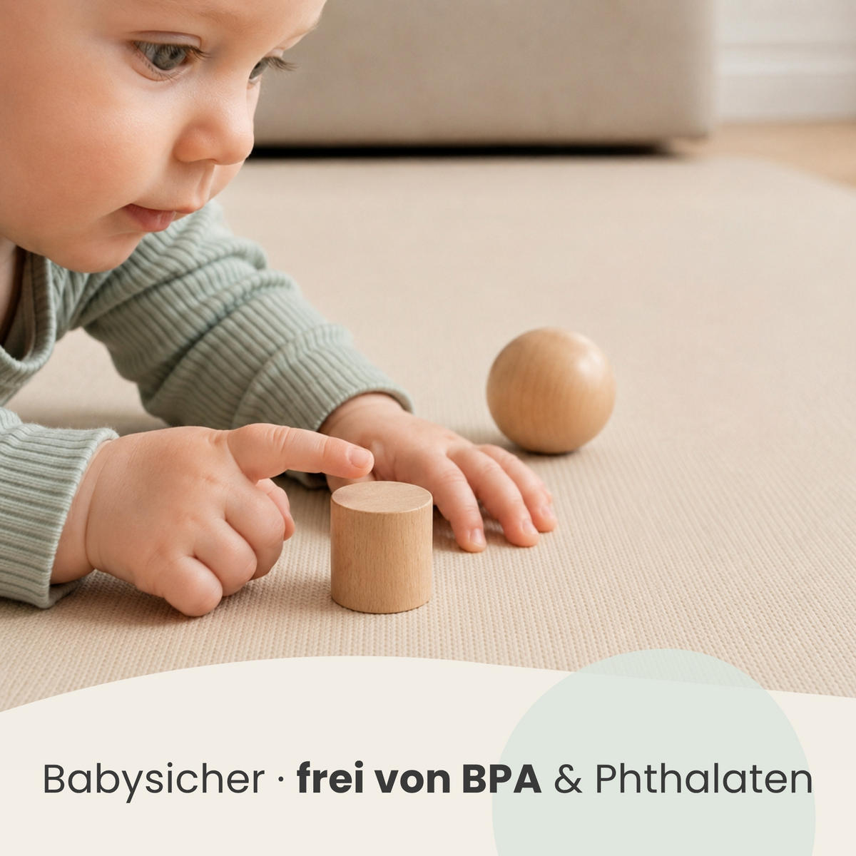SPIELMATTE ab Null - 180/90/1 cm Puzzlematte Beige - Beige, Kunststoff (30/30cm) - Littletom