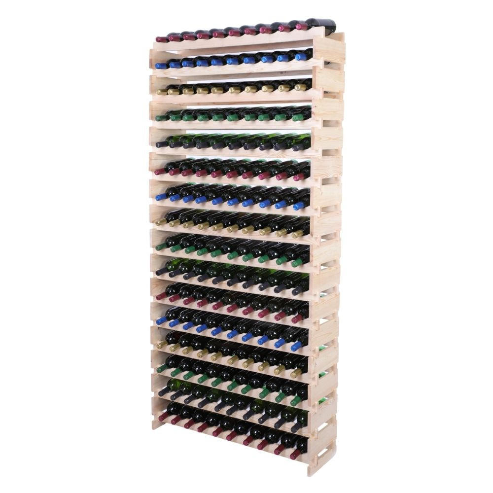 WEINREGAL VINOTECA FLEX PRO HxBxT 219x103x28cm 160 Flaschen auf 16 Ebenen Natur unbehandelt - Naturfarben, Holz (103/219/28cm) - PROREGAL