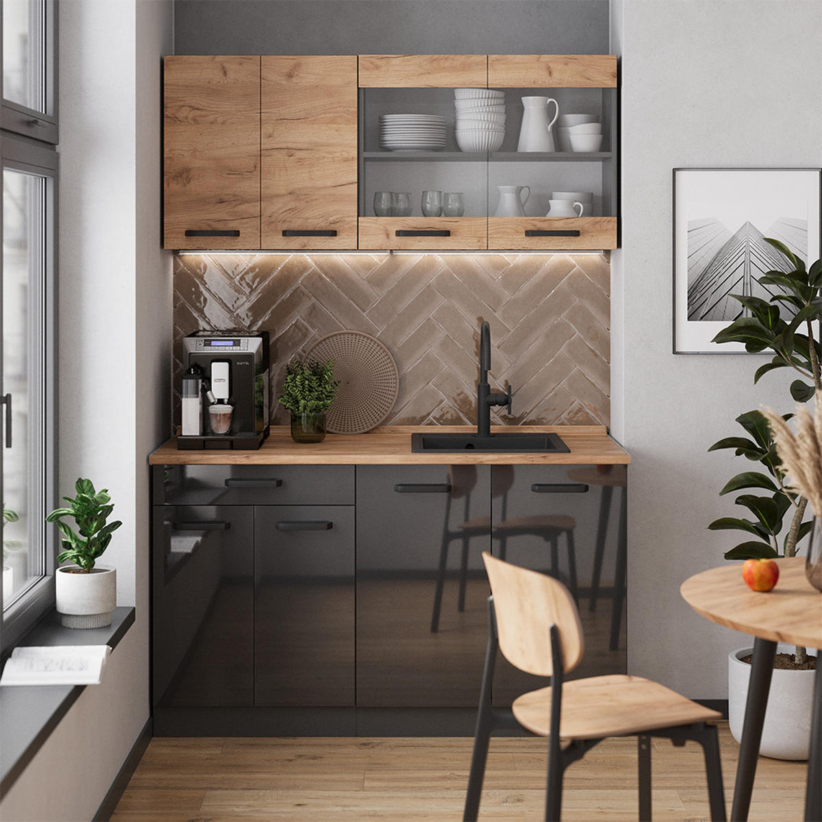 Honigeiche/Anthrazit, Holzwerkstoff (140/81.6/60cm) - Vicco