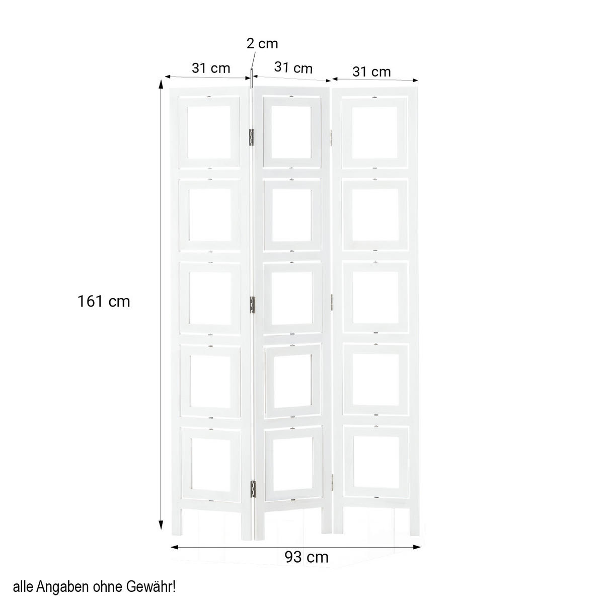 PARAVENT 3-tlg. 93/161 cm Braun Fotowand - Braun, Holz (93/161/2cm) - Homestyle4u