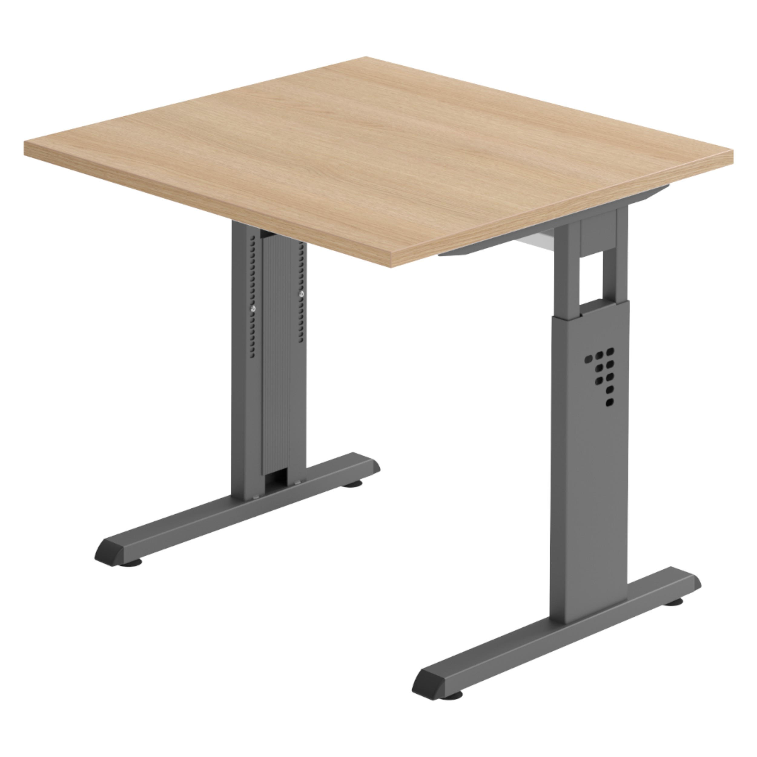 SCHREIBTISCH Serie-O 80/80/74 cm in Eichefarben/Graphitfarben - Eichefarben/Graphitfarben, Holzwerkstoff (80/80/74cm) - bümö