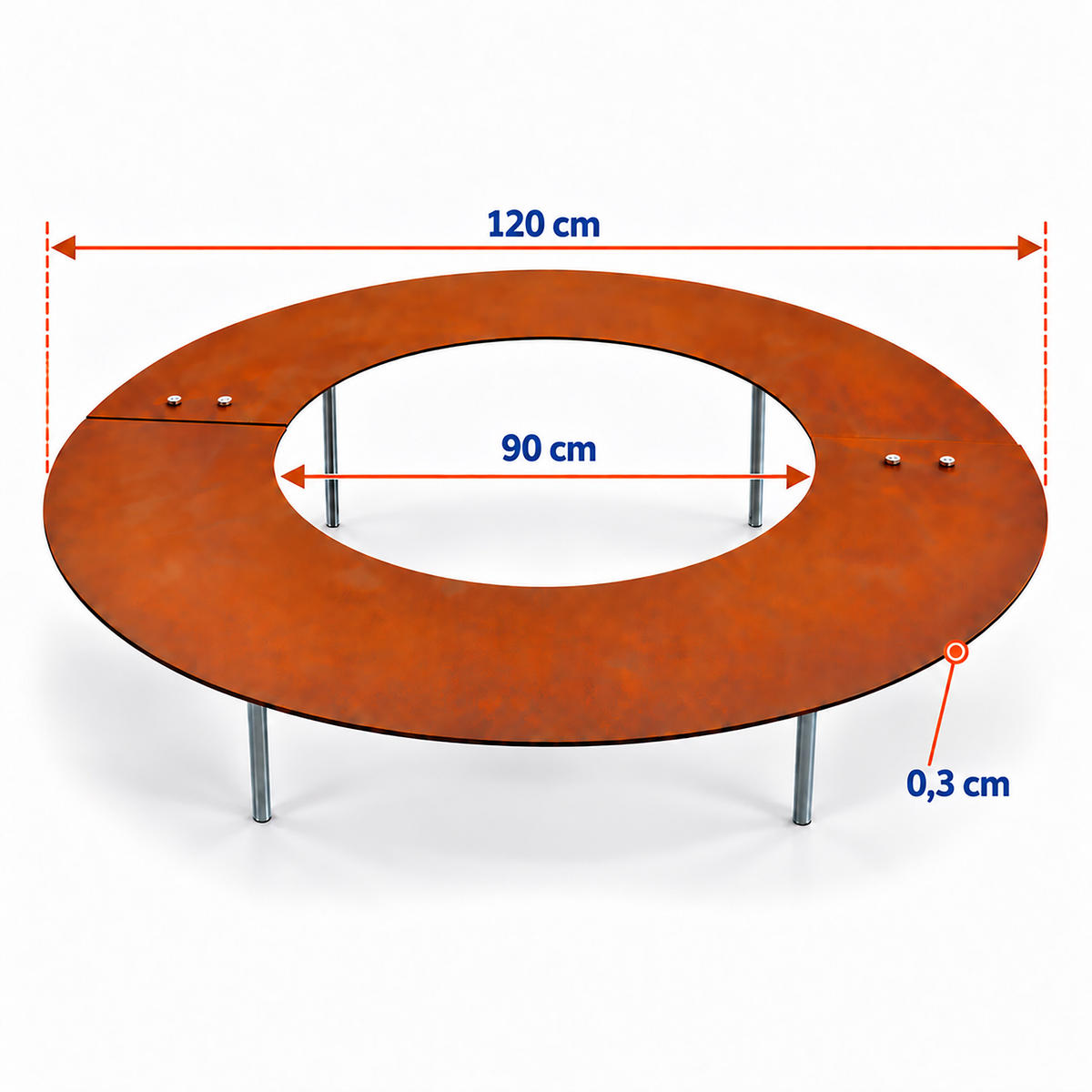 TRÄDRING rostbrun cortenstål 120 cm - Kopparfärgad, Metall (120/0.3/120cm) - Relaxdays