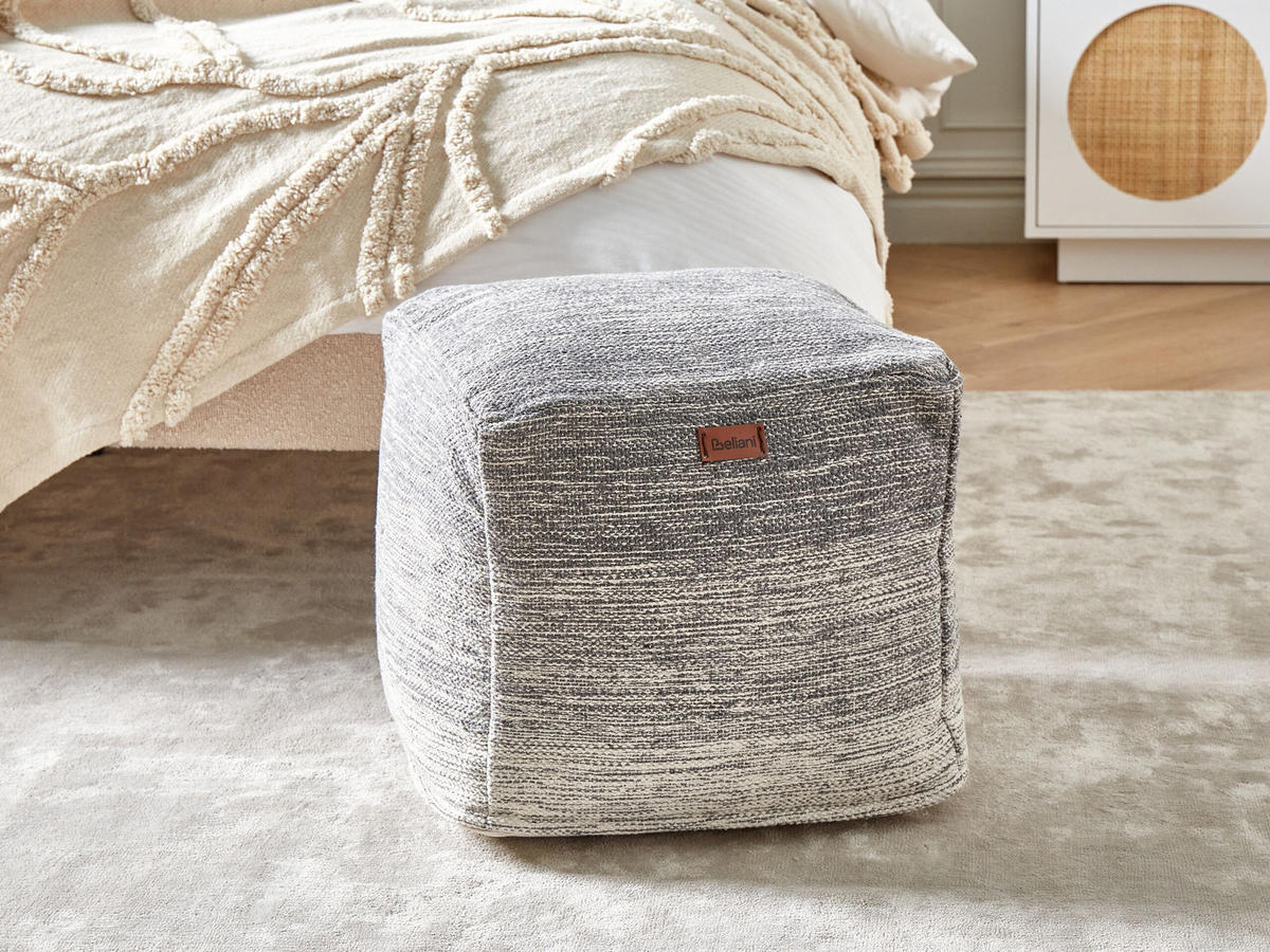 POUF Hellgrau Hirri - Beige/Hellgrau, Naturmaterialien (40/40/40cm) - Beliani