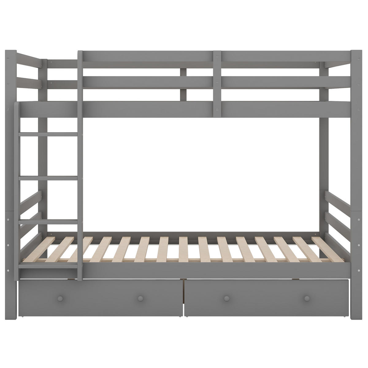 ETAGENBETT 140/200 cm aus Kiefer und MDF mit Stauraum und hohen Geländern Grau - Grau, Holz (140/200cm) - Modenvie