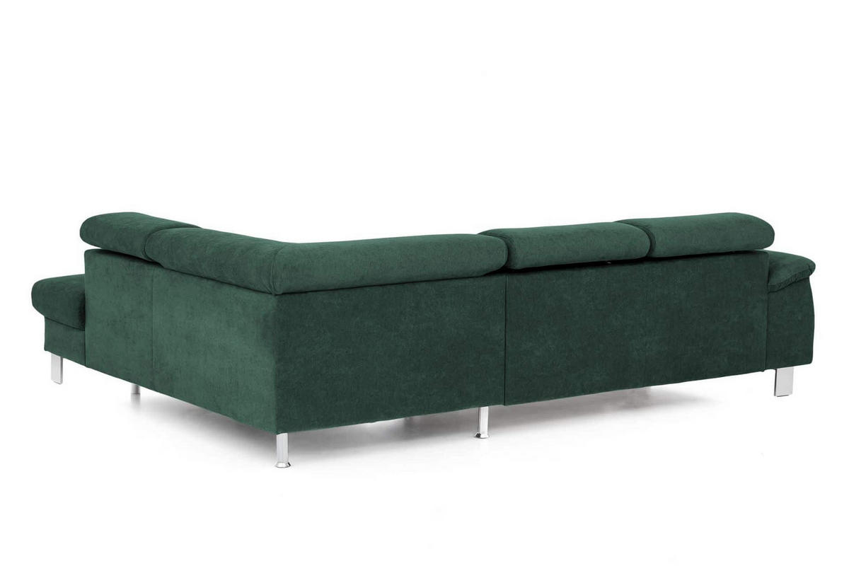 ECKSOFA mit Schlaffunktion und Bettkasten - Chromfarben/Grün, Holz/Textil (207/249cm) - Cotta