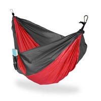 HÄNGEMATTE - Rot/Schwarz, Textil (152/5/255cm) - Relaxdays