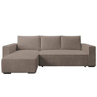 ECKSOFA CUDDY L, Eckcouch in L-Form mit Schlaffunktion und Bettkasten, Farbe: Braun, Cordstoff, Ottomane Links - Braun, Textil (240/140cm) - Storez24
