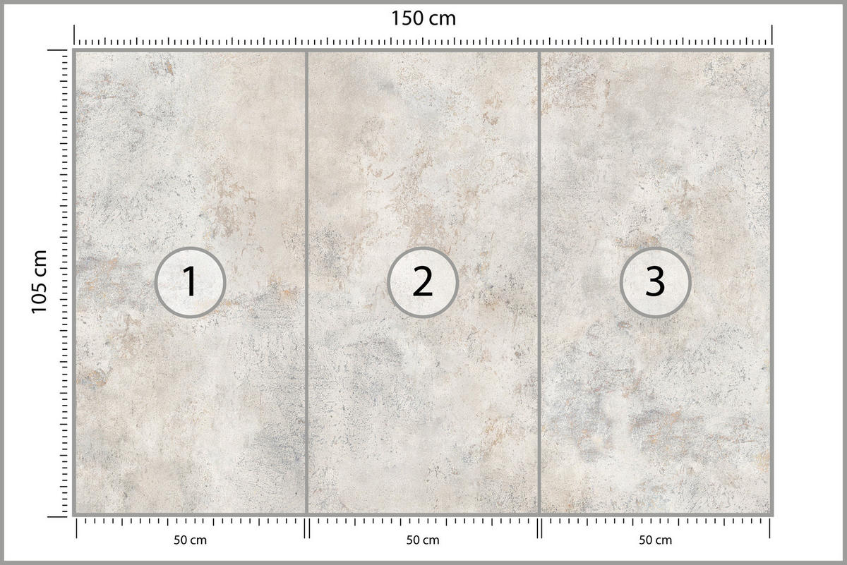FOTOTAPETE für Wohnzimmer Grau Betonmuster Minimalismus 150x105 - Beige/Grau, Papier (150/105cm) - Muralo