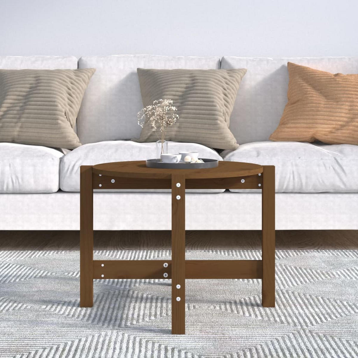 COUCHTISCH Honigbraun Ø 62,5x45 cm Massivholz Kiefer - Braun, Holz (62.5/62.5/45cm) - furnicato
