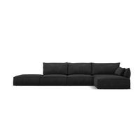 ECKSOFA rechts Kaelle aus Chenille-Stoff schwarz 5 Sitzplätze - Schwarz, Textil (171/364cm) - Micadoni