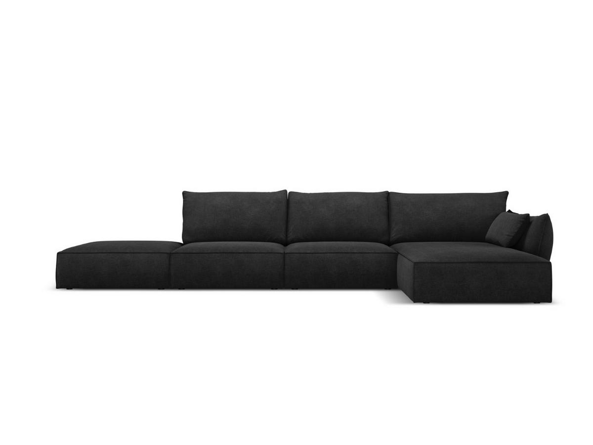 ECKSOFA rechts Kaelle aus Chenille-Stoff schwarz 5 Sitzplätze - Schwarz, Textil (171/364cm) - Micadoni