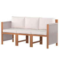 DININGSOFA - Akazie massiv / Polyester - Braun / Beige - 3-teilig - Beige/Braun, Holz/Textil - home24