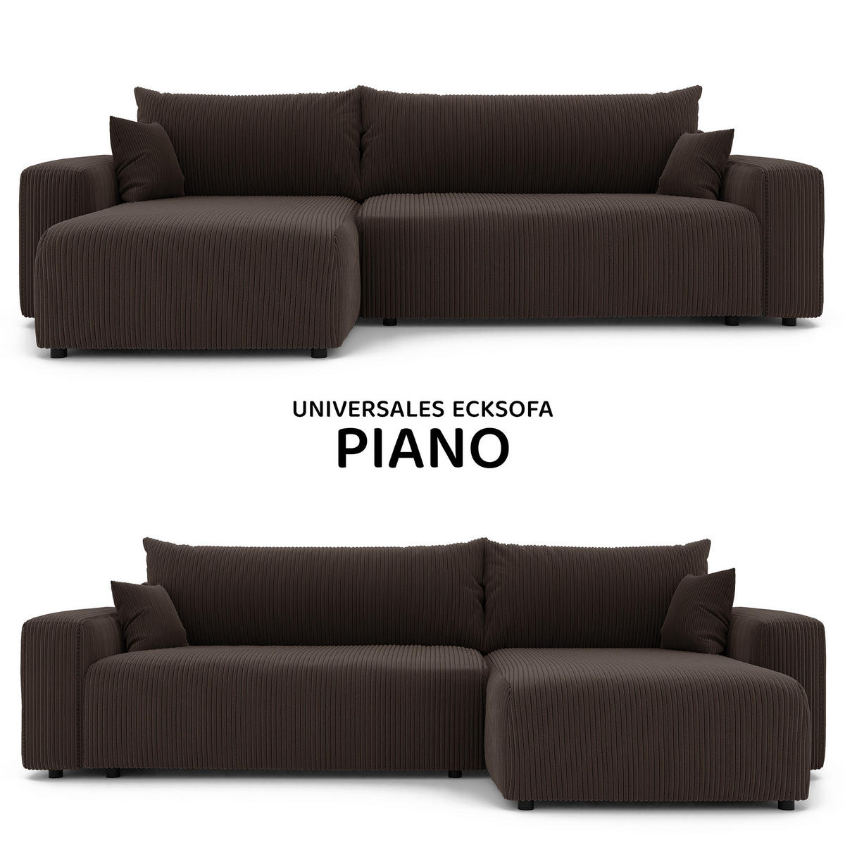 ECKSOFA mit Schlaffunktion und Bettkasten, Braun - Braun, Holzwerkstoff/Textil (145/278cm) - Idohome