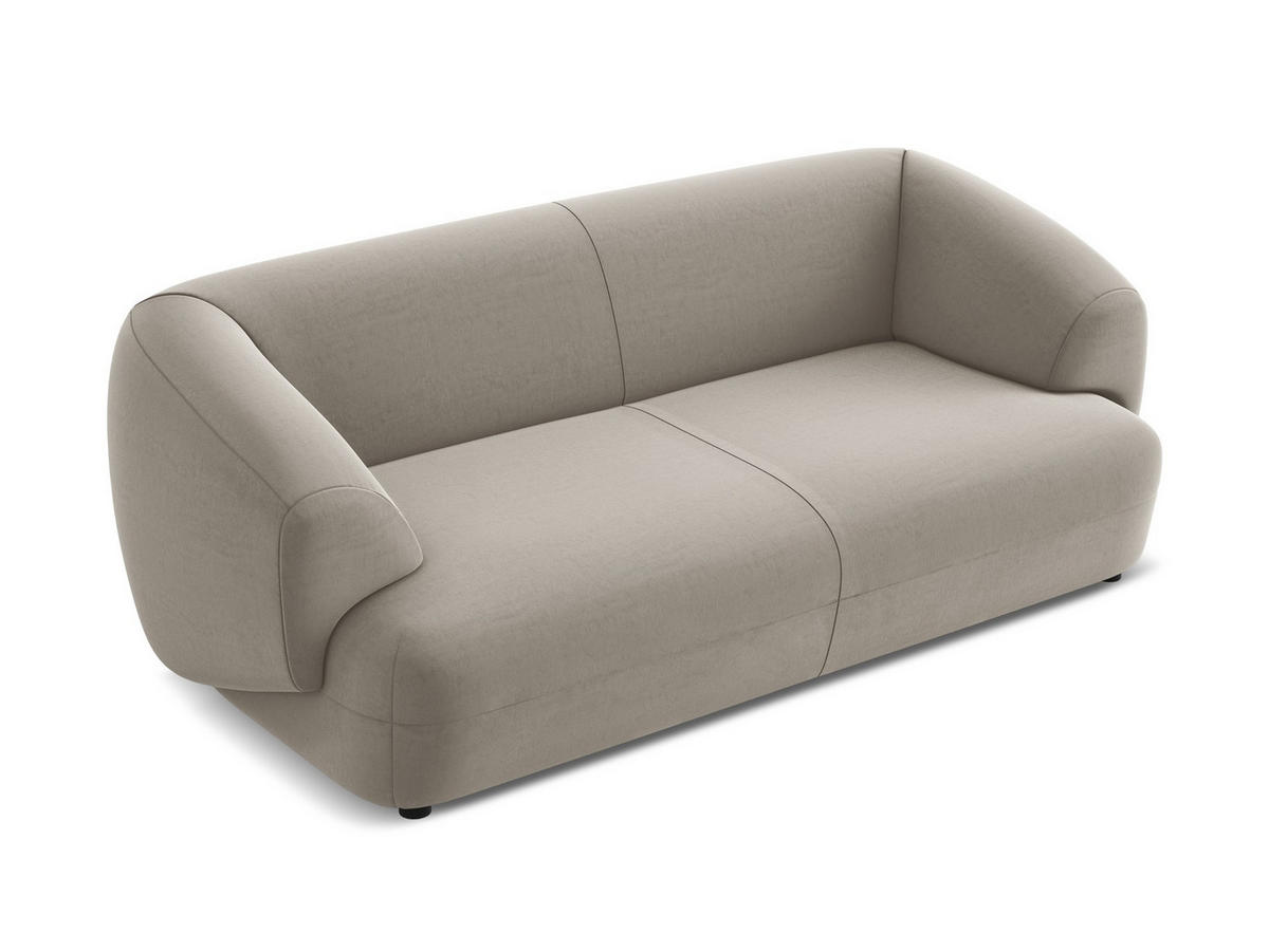 3-SITZER SOFA Samt Stoff Grau - Taupe/Schwarz, Kunststoff/Textil (212/81/98cm) - Makamii