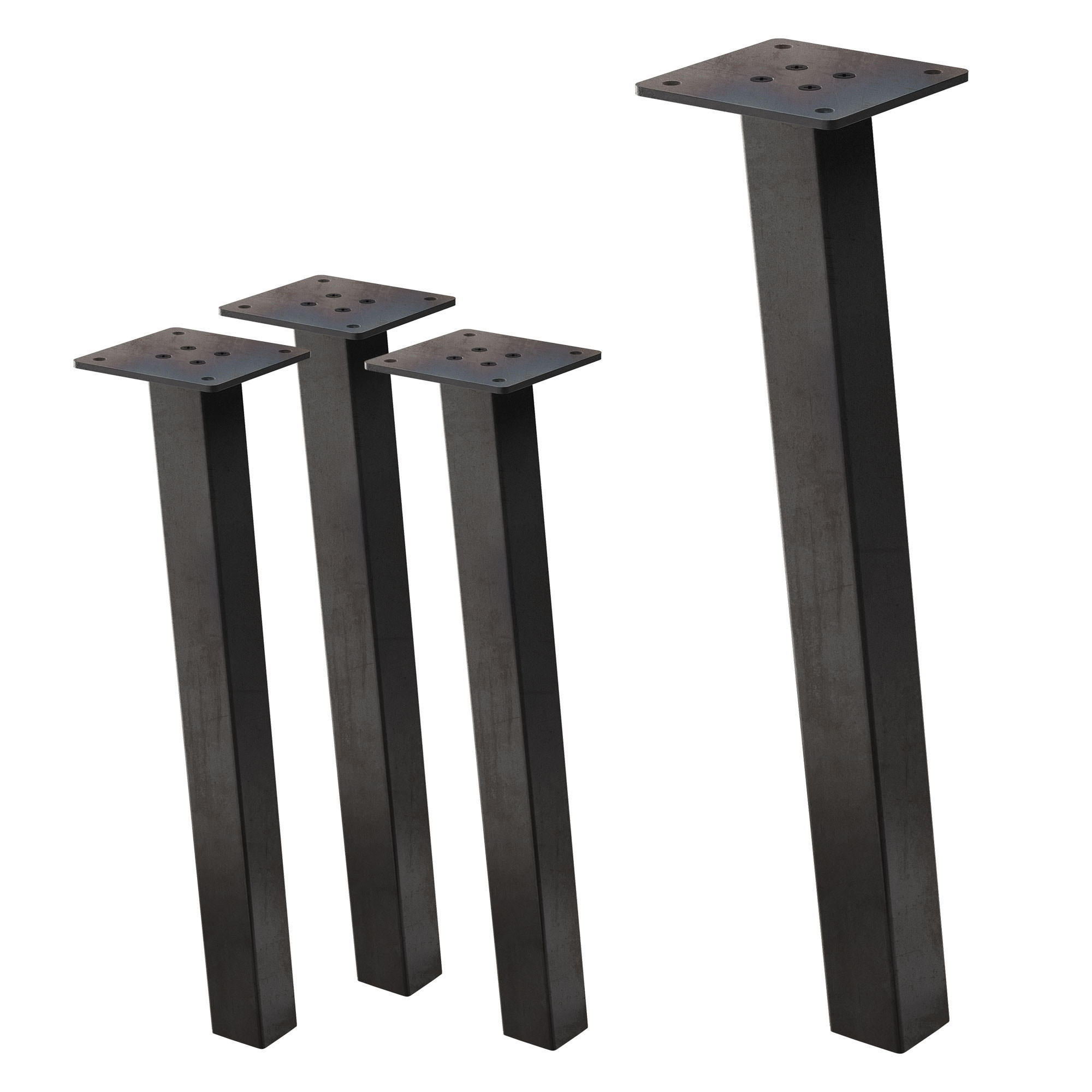 TISCHBEINE 4er Set I-96GRAD-Design H:42 cm Industrial 4x4 cm - Dunkelgrau, Metall (10/42/10cm) - ML-DESIGN