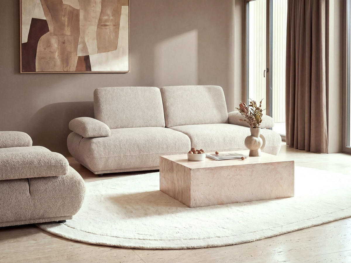3-SITZER-SOFA Bouclé Beige Nacka - Beige/Braun, Textil (211/89/110cm) - Beliani