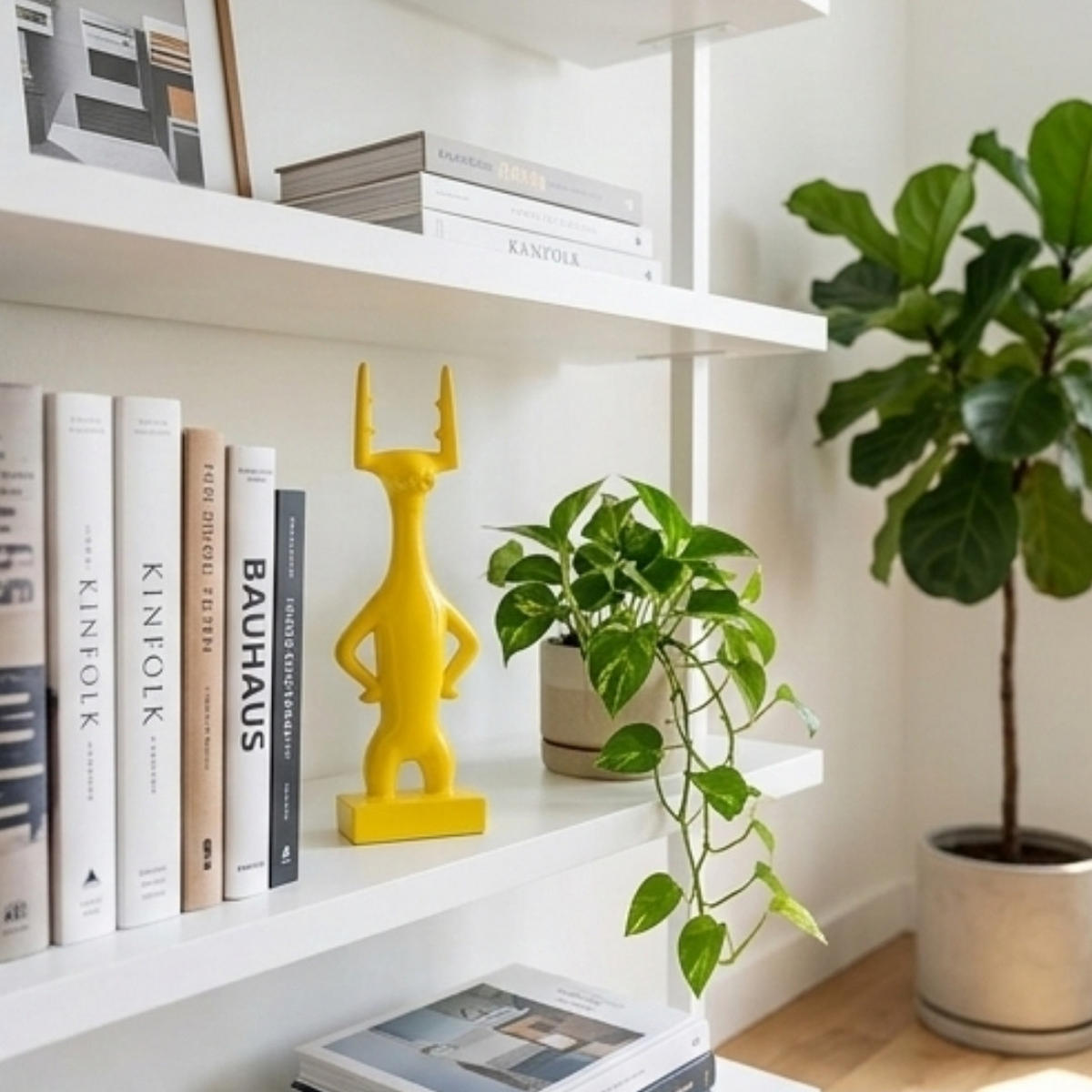 DEKO SKULPTUR HIRSCH Gelb Polyresin Figur Modern - Gelb, Keramik (10/25/6cm) - COCOMaison