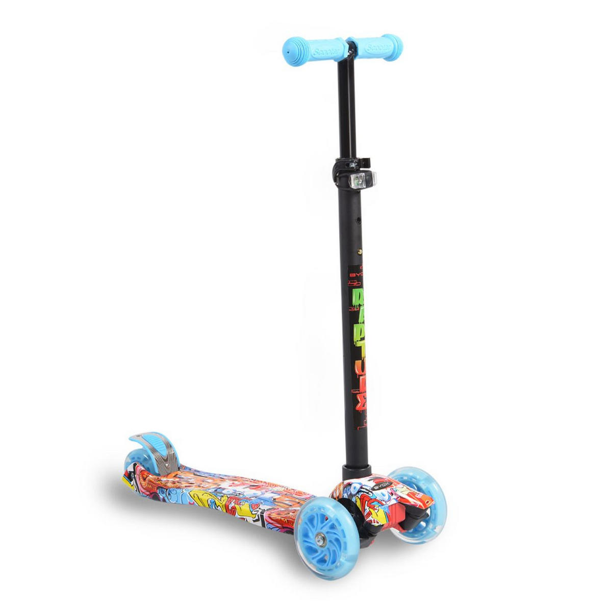 KINDERROLLER Rapture blau aus Alu, Wassertransferdruck, PU Leuchträder - Blau, Metall (54/13/87cm)