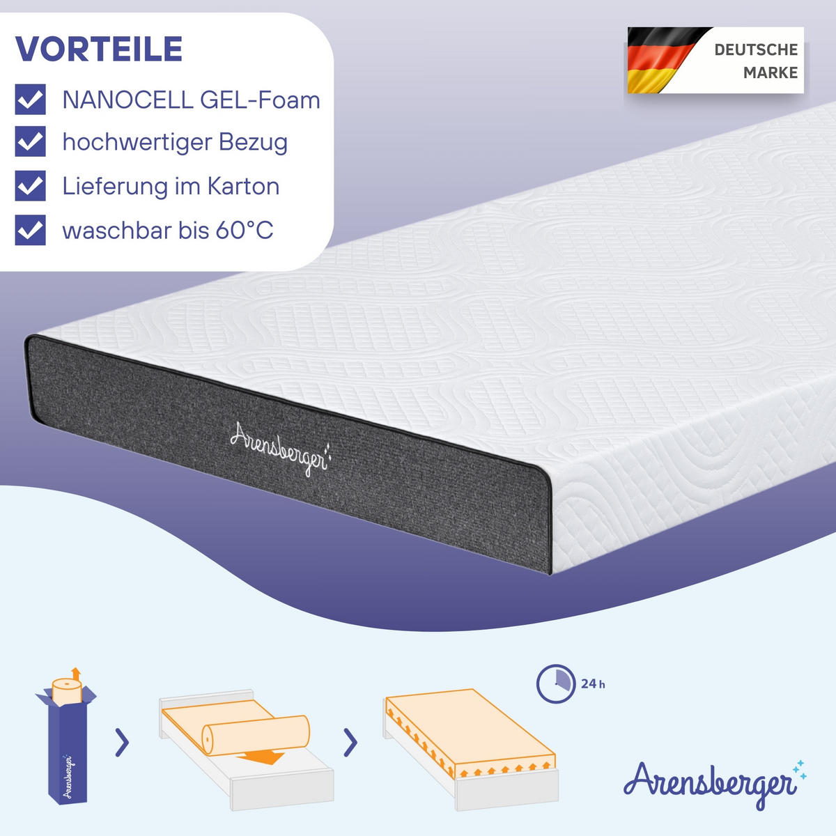 GEL-MATRATZE ANNA, Höhe 13cm, 120x200cm - Weiß, Textil (120/200cm) - Arensberger