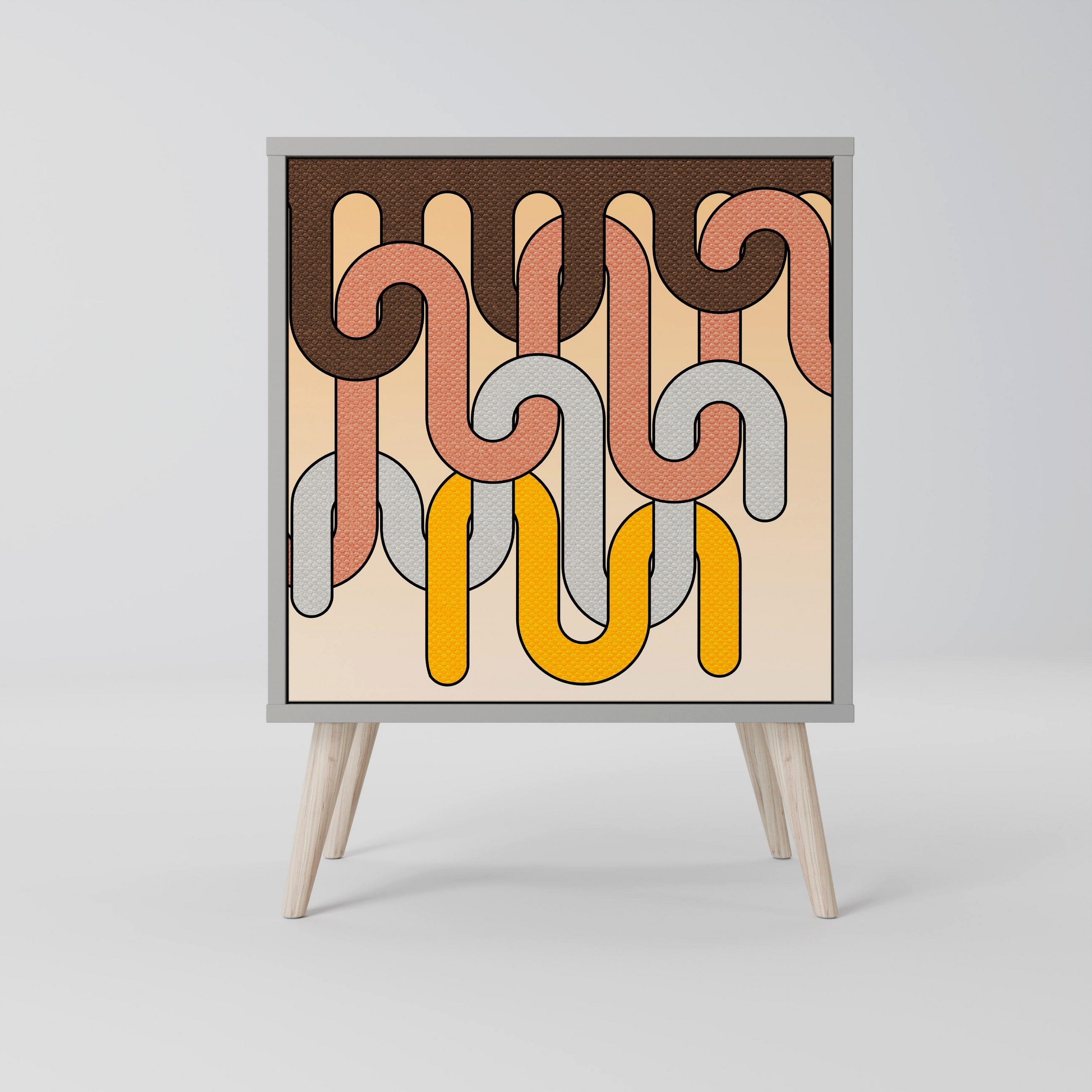 SIDEBOARD COLORFUL STRINGS, Grau, 57,5x42x77,5 cm, Schräge Buchenholzfüße - Buchefarben/Multicolor, Holzwerkstoff/Buchenholz (57.5/77.5/42cm) - SpaceRebels