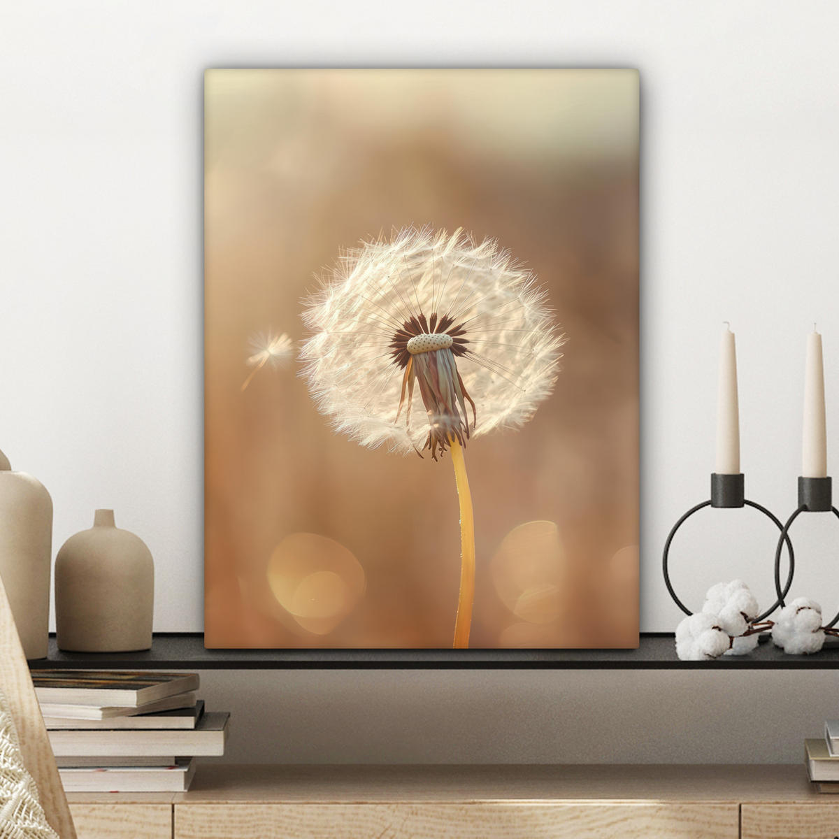 LEINWANDBILD Löwenzahn - Beige - Natur - Blume Room Decor 30x40 cm - Hellbraun, Textil (30/40cm) - MuchoWow