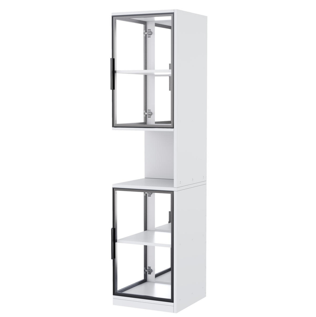 VITRINE 42/44/205 cm aus Spanplatte und Glas mit mehrfarbiger LED-Beleuchtung Weiß - Weiß, Holzwerkstoff (42/205/44cm) - Modenvie