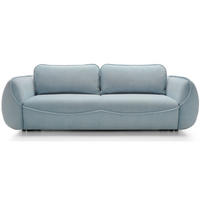 3-SITZER SOFA Cutie Blau Easy-Clean-Velours - Schwarz/Hellblau, Textil (257/90/114cm) - Selsey