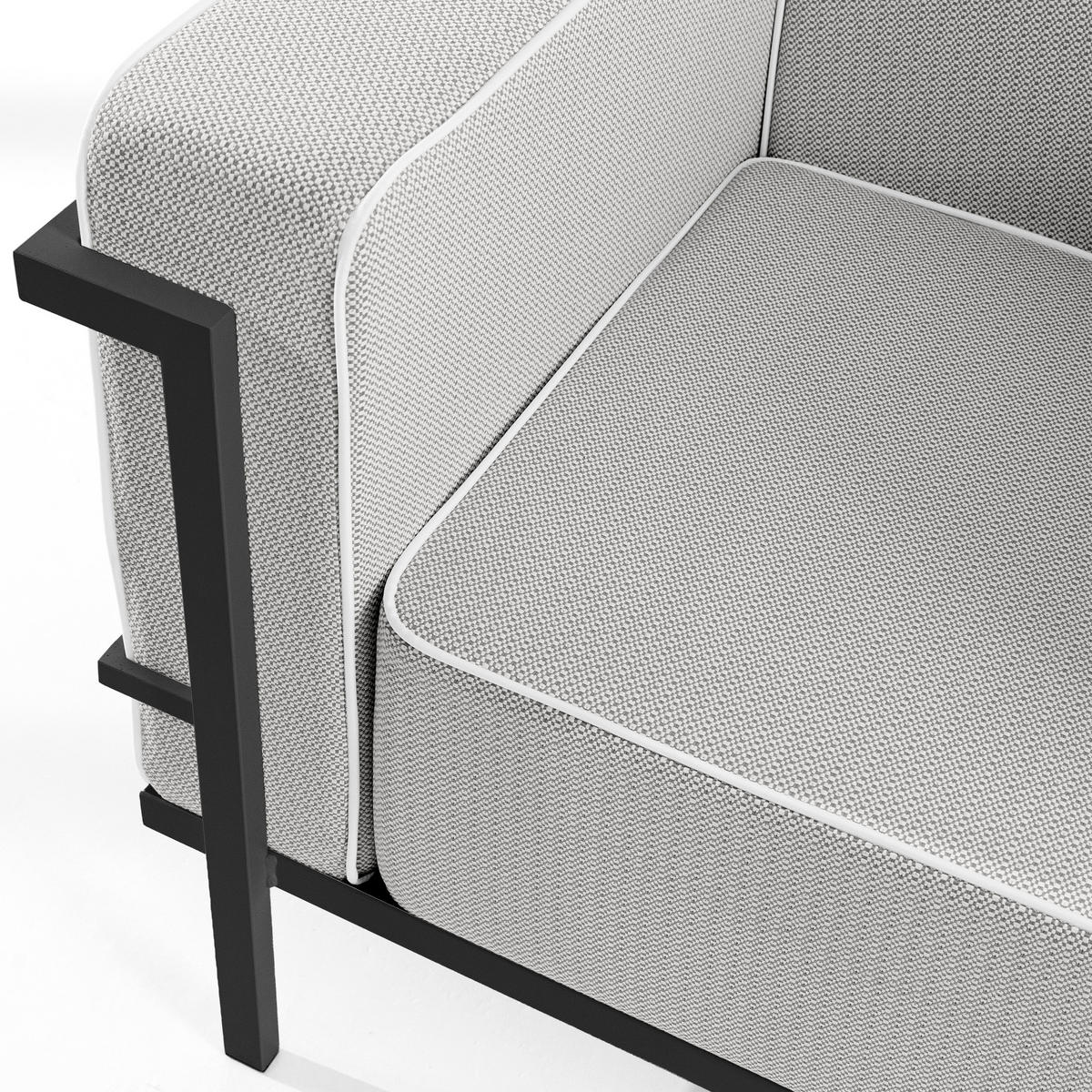 GARTENSESSEL TRIGLO Stahlgestell, Modern, Dunkelgrau - Dunkelgrau/Weiß, Textil/Metall (99/70/69cm) - KONSIMO®