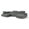 WOHNLANDSCHAFT RUBANO L-S Grau Velours-Stoff mit Schlaffunktion - Grau, Holz (339/89/190cm) - MASSENO