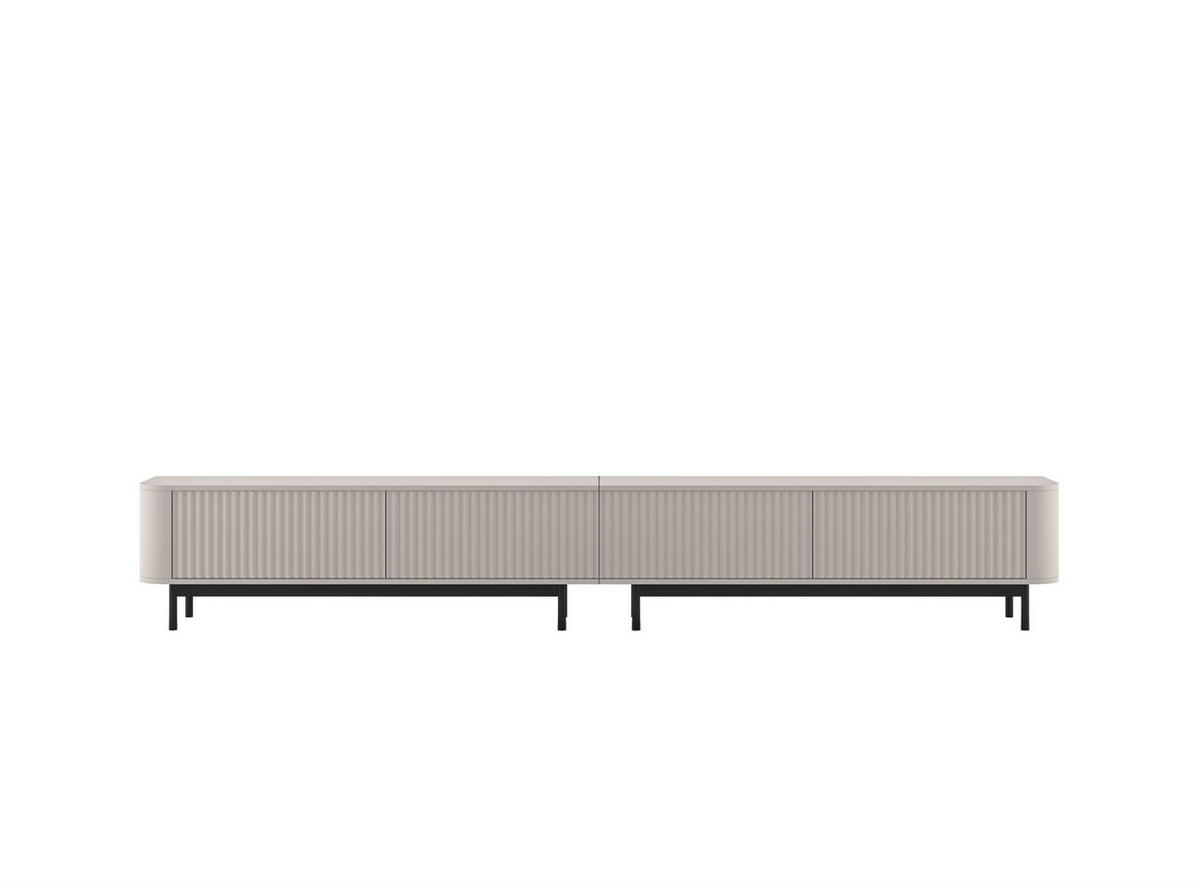 TV-LOWBOARD 2er-Set Aurora Kaschmir matt 280 cm mit Metallrahmen - Kaschmir/Schwarz, Holzwerkstoff/Metall (280/44/35cm) - Meble Lindner