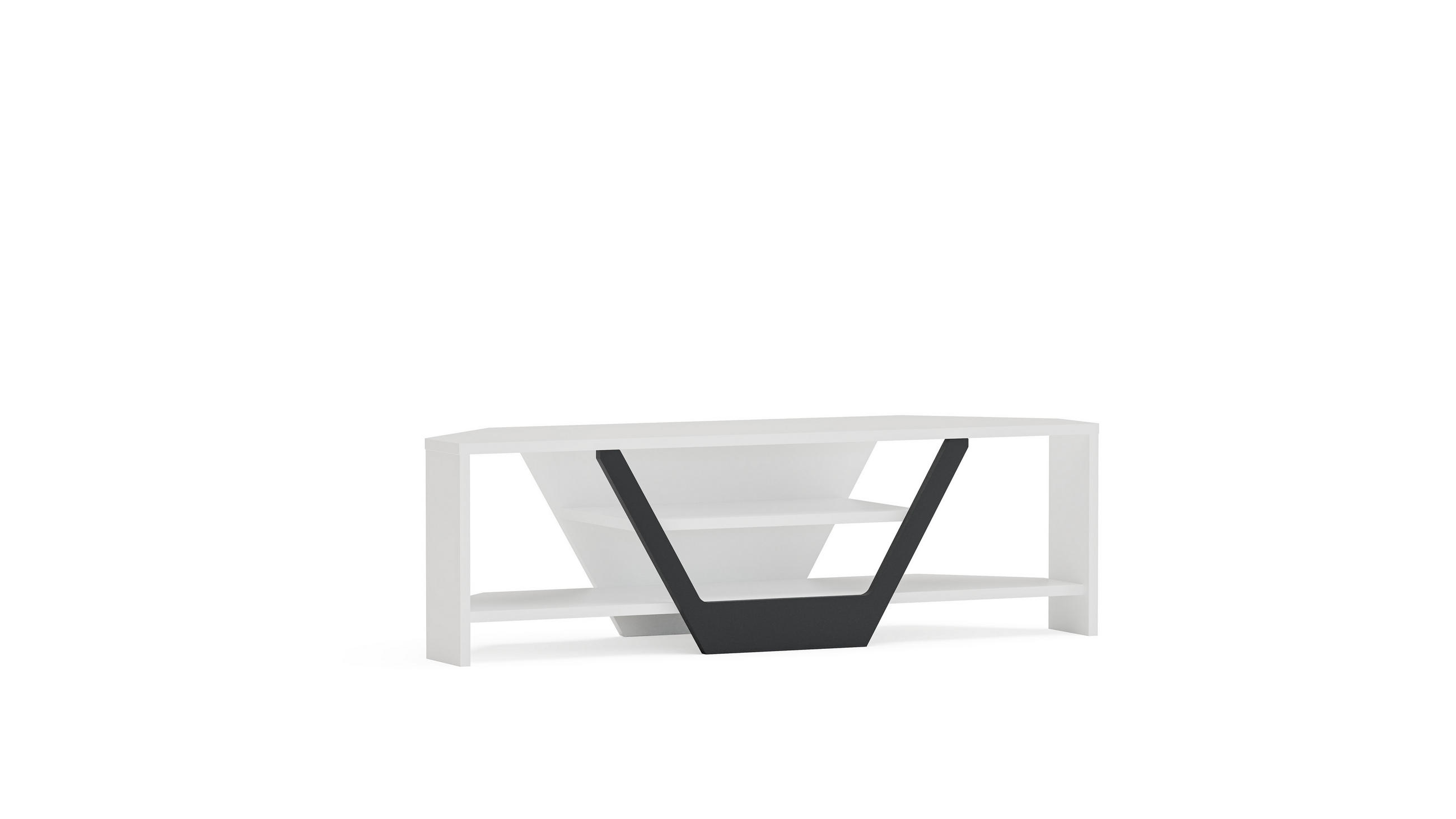 TV-ELEMENT Sares Weiß Schwarz - Schwarz/Weiß, Holzwerkstoff (135/36.8/120cm) - Decorotika