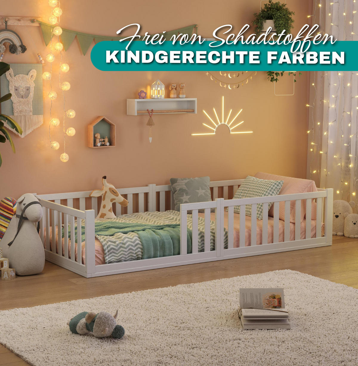 BODENBETT TITAN - Weiß, Holz (140/200cm) - Alavya Home