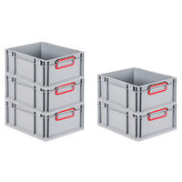 EUROBOX 5x Nextgen Color 17x30x40cm 16 Liter Griffe Rot Geschlossen - Rot, Kunststoff (30/17/40cm) - PROREGAL