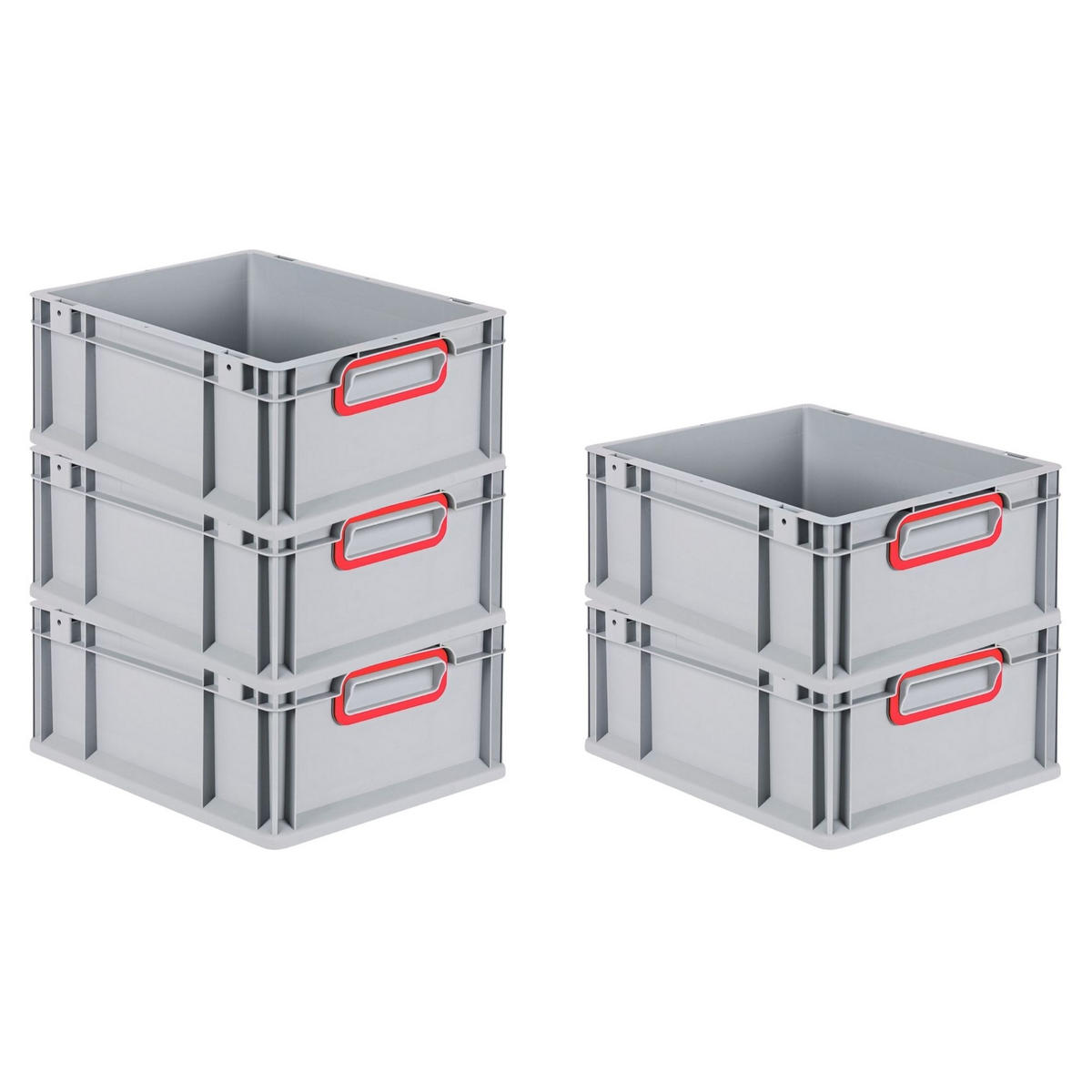 EUROBOX 5x Nextgen Color 17x30x40cm 16 Liter Griffe Rot Geschlossen - Rot, Kunststoff (30/17/40cm) - PROREGAL