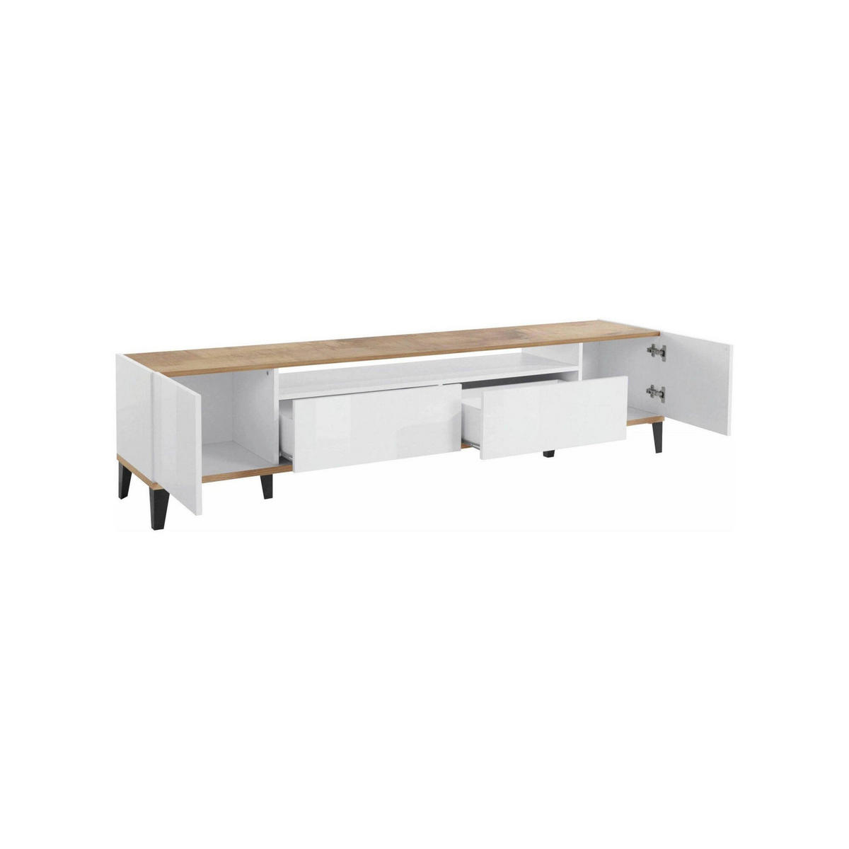 FERNSEHSCHRANK Glänzendes Weiß, Ahorn 40/200/47 cm - Ahornfarben/Weiß, Holzwerkstoff (200/47/40cm) - DMORA