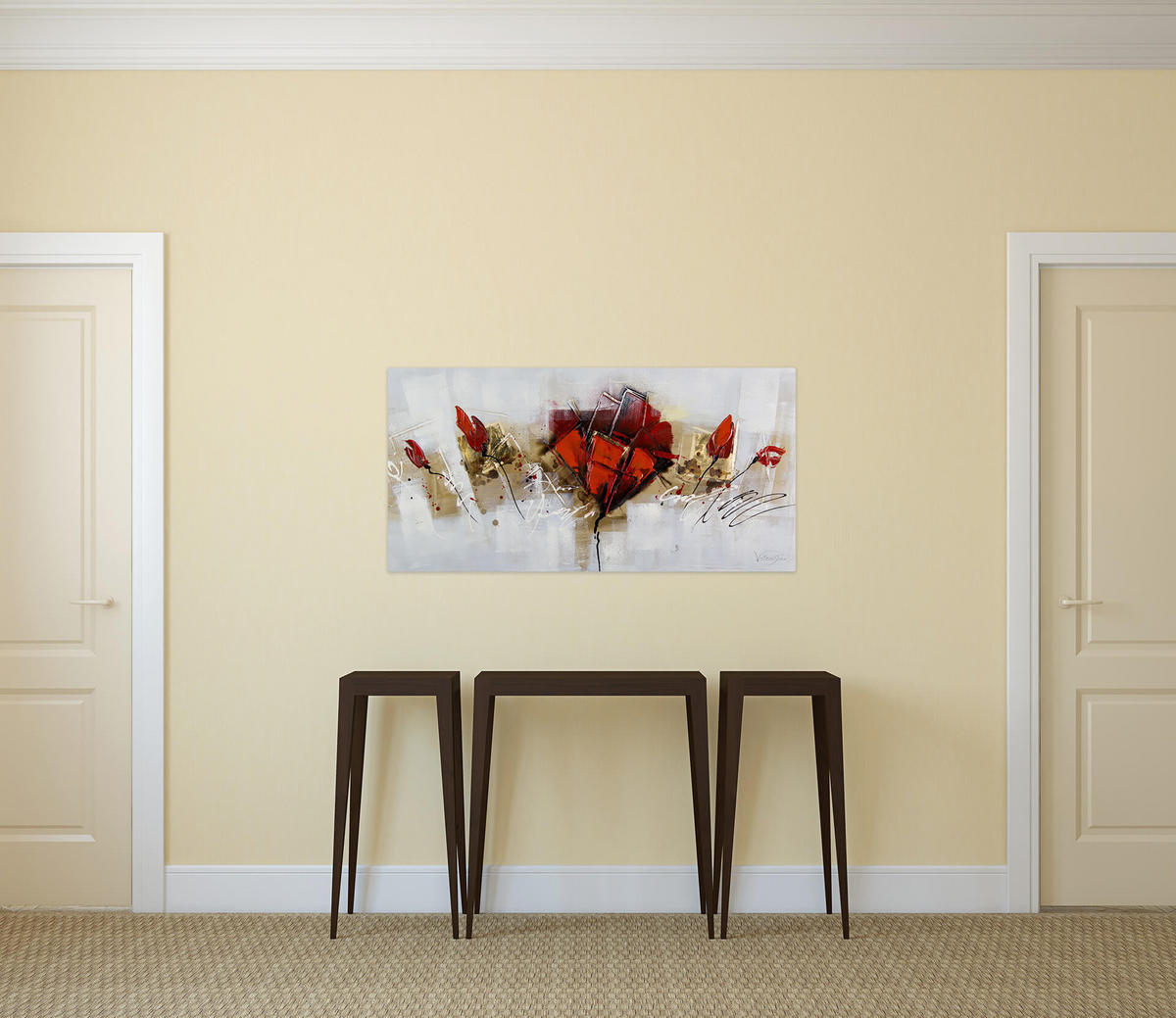 ÖLGEMÄLDE 100/50 cm - Rot, Holz/Textil (100/50cm) - KUNSTLOFT