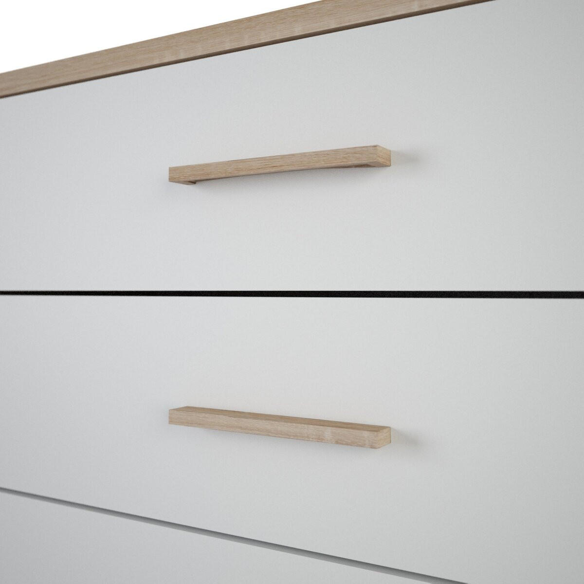 KOMMODE mit 4 Schubladen Holz- und Weißdekor L100 cm - Selena - Eichefarben/Weiß, Holzwerkstoff (41.6/84.7/100cm) - Calicosy