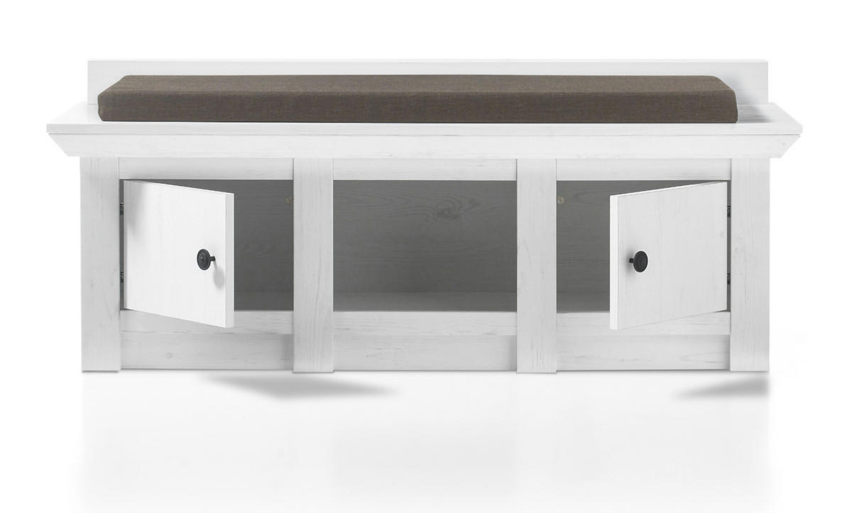 GARDEROBEN-SET 3-teilig weiß Pinie, Flurmöbel Landhaus - Schwarz/Weiß, Holzwerkstoff/Metall (239/206/45cm) - Furn.Design